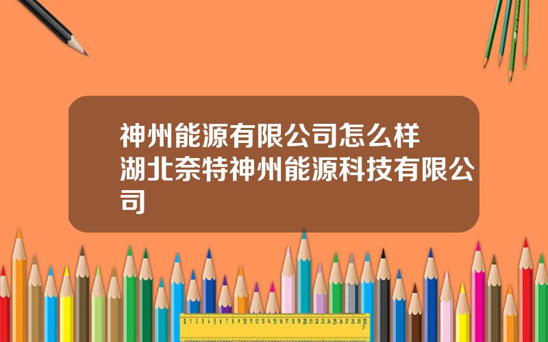 神州能源有限公司怎么样 湖北奈特神州能源科技有限公司